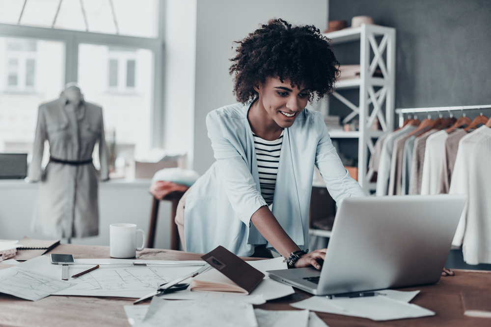 Small business owner on a computer