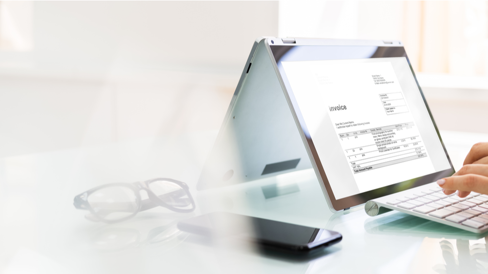 Invoice on a computer screen